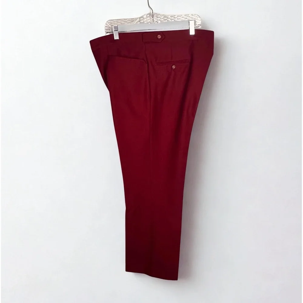 Vintage Sansabelt Jaymar Slacks Men 38 Burgundy Red Flat Front Dress Pants Golf